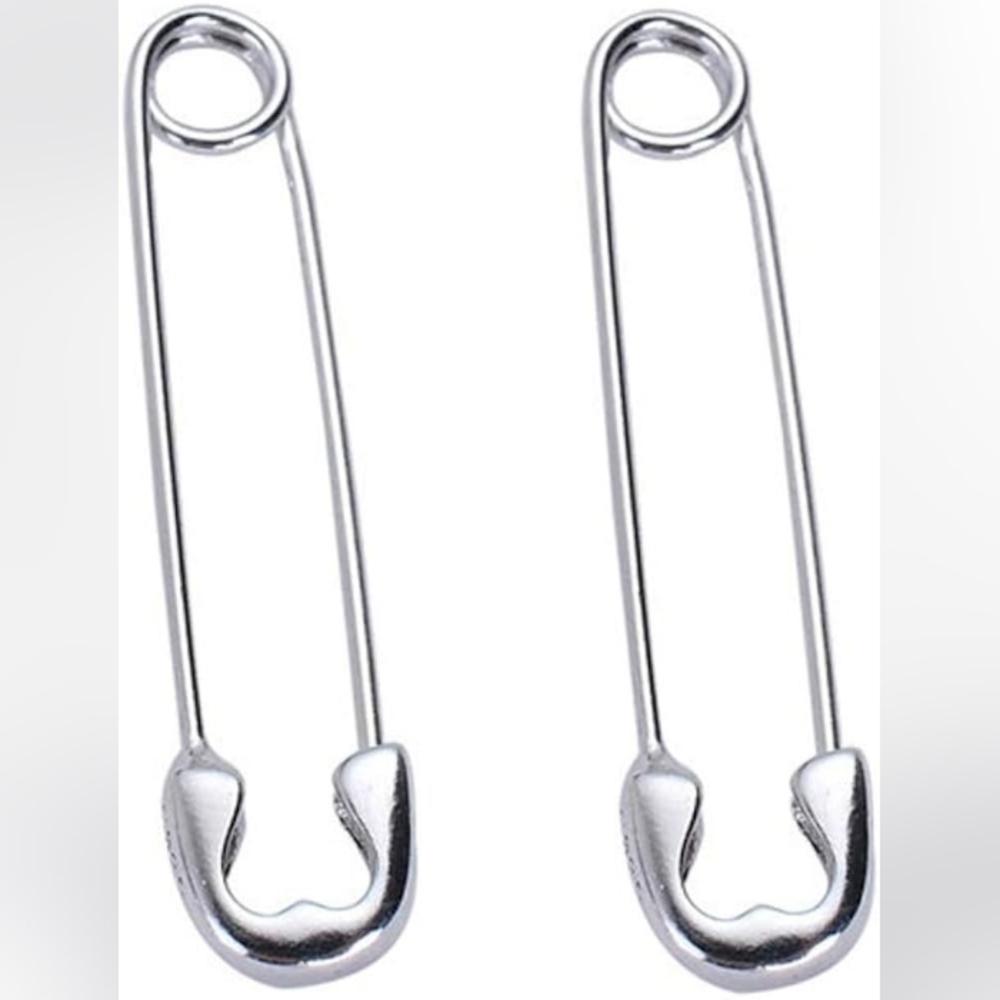 Sterling Silver Safety Pin Earrings - Picture 9 of 9